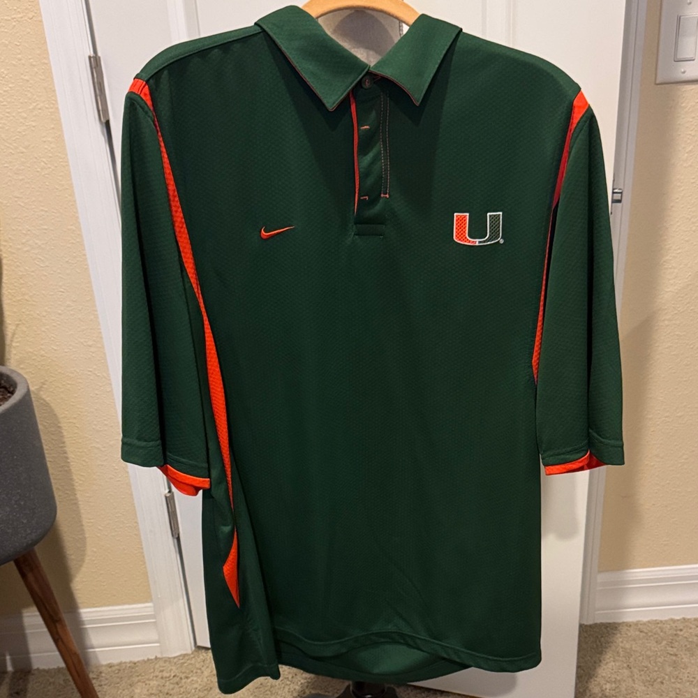 LIKE NEW - Nike Fit Dry Men's Polo Shirt Miami Hurricanes